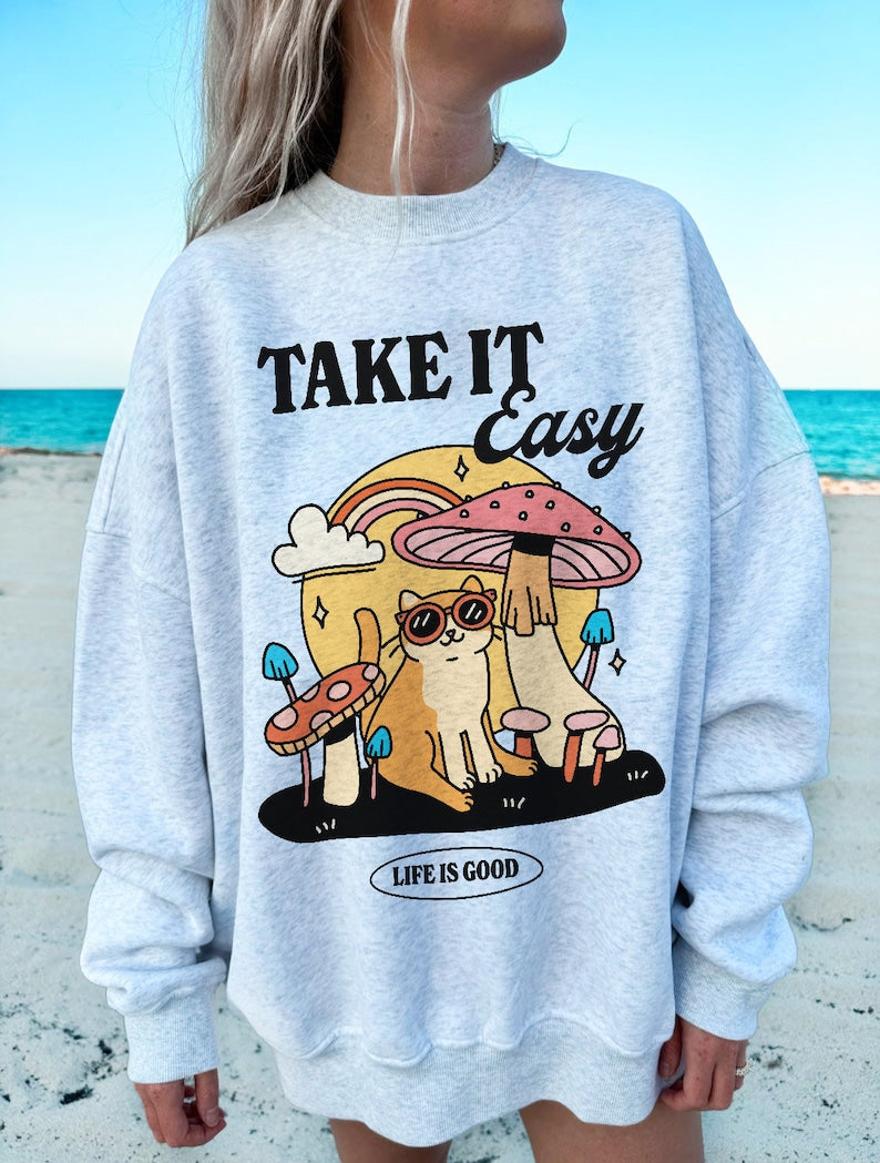 'Take it Easy' Cat Sweatshirt
