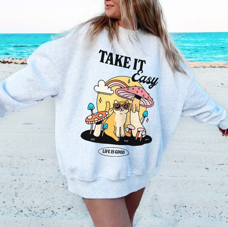 'Take it Easy' Cat Sweatshirt