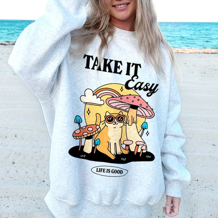 'Take it Easy' Cat Sweatshirt