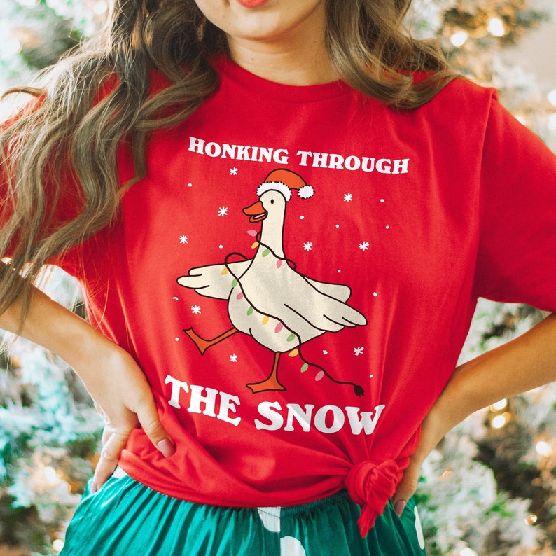 'Honking through the Snow' Goose Christmas T-shirt