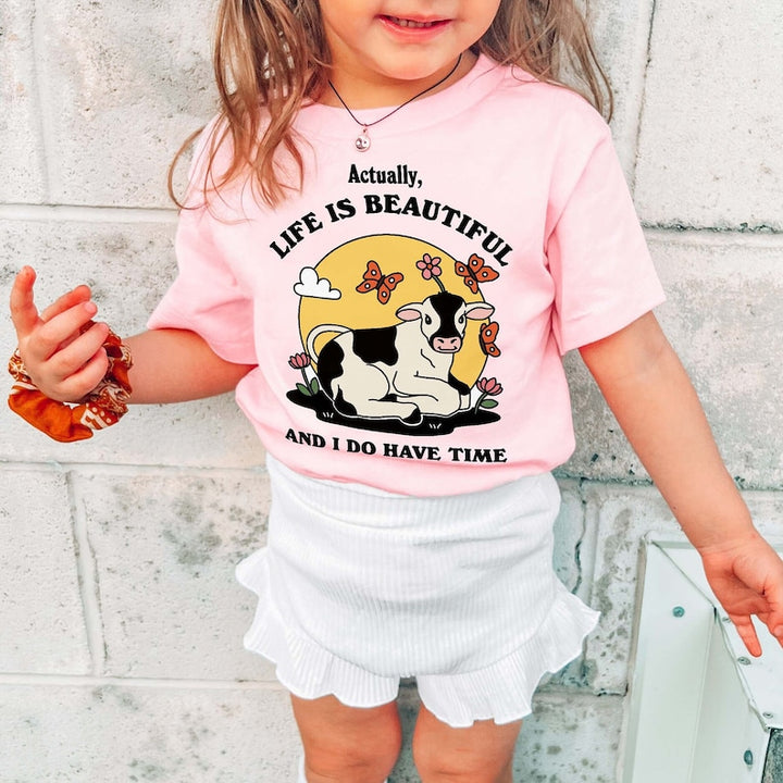 'Life is beautiful' Kid's Cow T-shirt