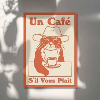 'Un Cafe' Cat Print