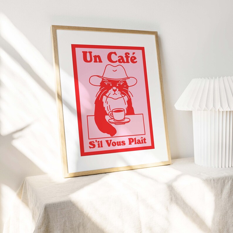 'Un Cafe' Cat Print