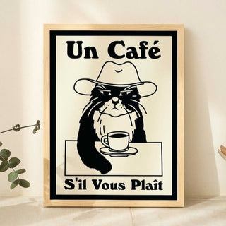 'Un Cafe' Cat Print