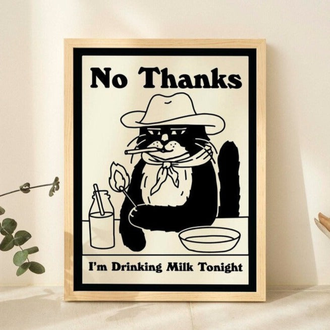 'I'm drinking milk' Cat Print