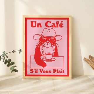 'Un Cafe' Cat Print