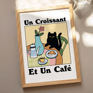 'Un Croissant, et un cafe' Cat Print