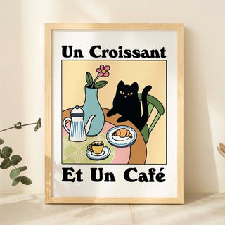 'Un Croissant, et un cafe' Cat Print