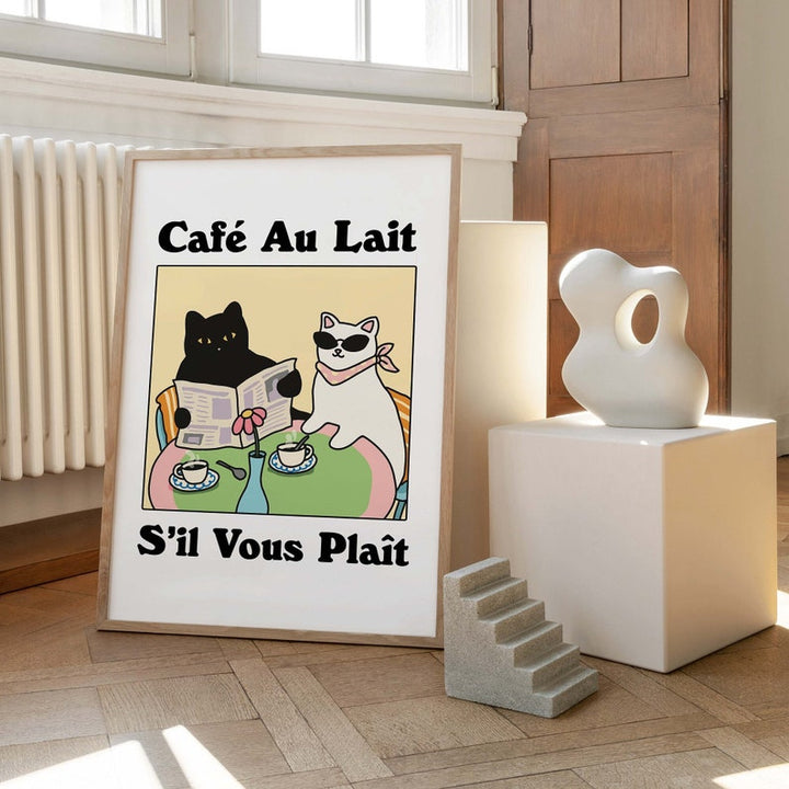 'Cafe au lait' Cat Print