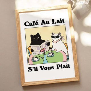 'Cafe au lait' Cat Print