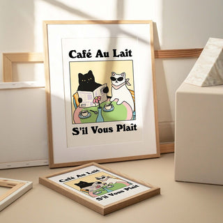 'Cafe au lait' Cat Print