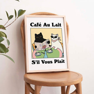 'Cafe au lait' Cat Print