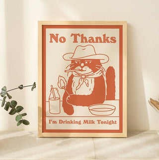 'I'm drinking milk' Cat Print