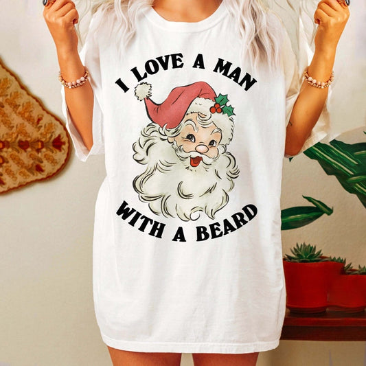 'I Love a man with a Beard' Christmas T-shirt