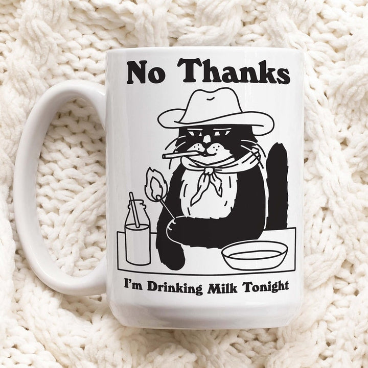 'i'm drinking milk tonight' Cat Mug