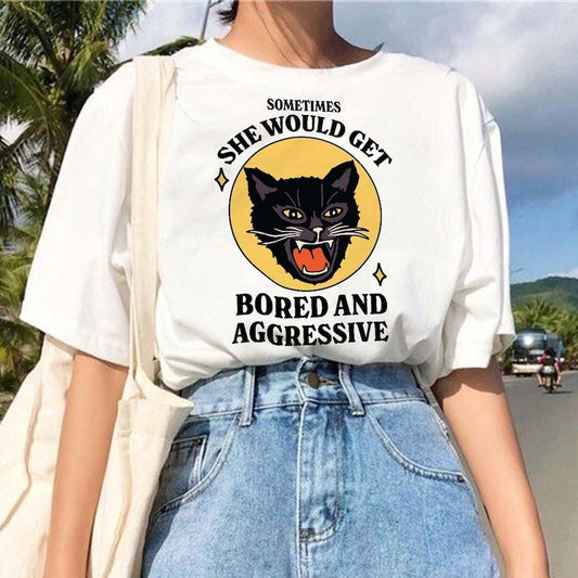 'Bored & Aggressive' Cat T-shirt