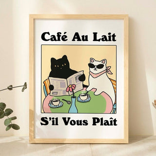 'Cafe au lait' Cat Print