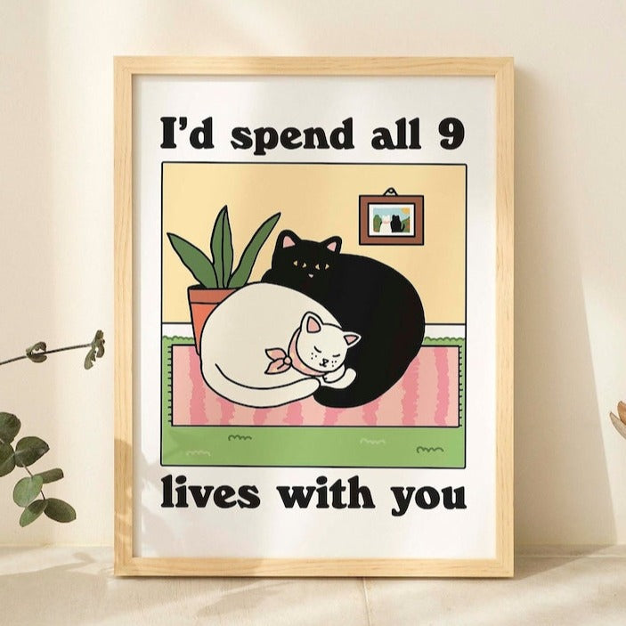 ‘9 Lives’ Cat Print