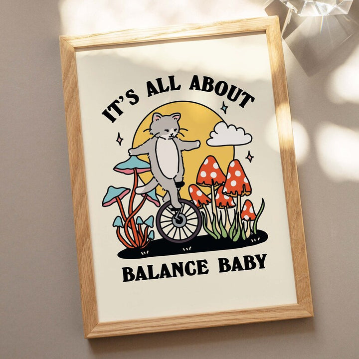 'Balance baby' Cat Print