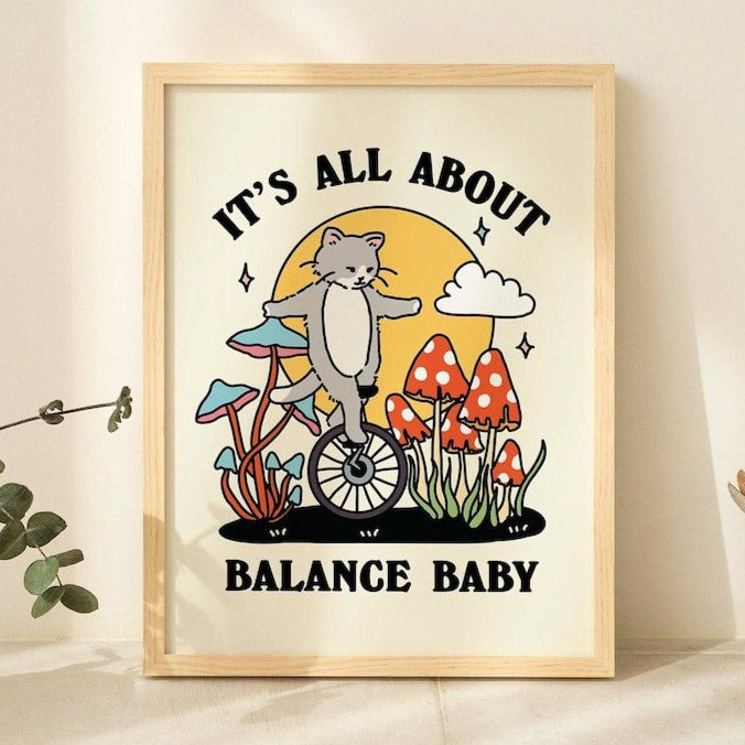 'Balance baby' Cat Print