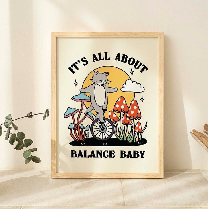 'balance baby' Cat Print