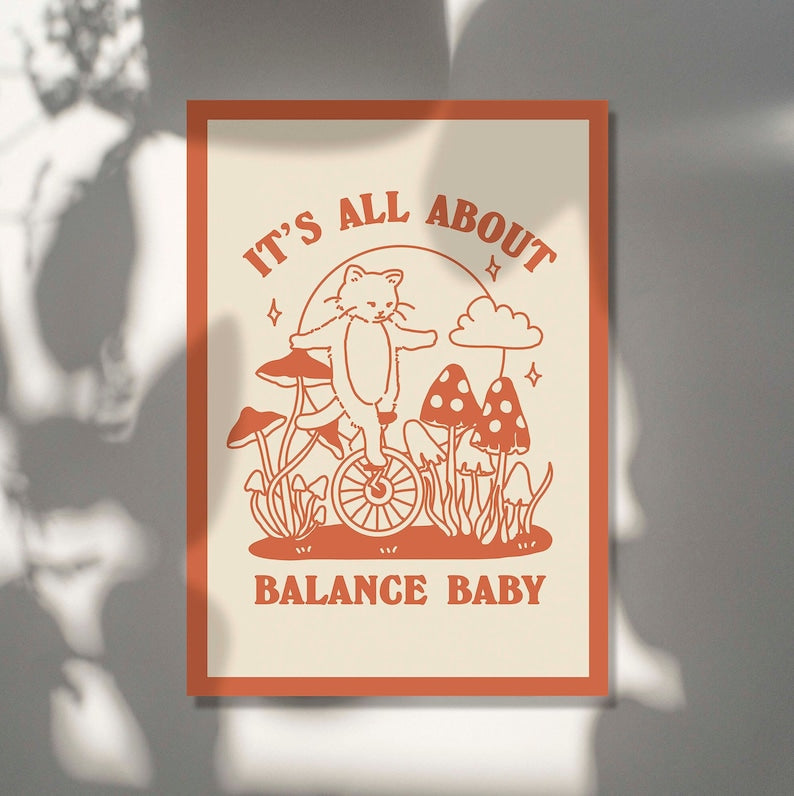 'balance baby' Cat Print