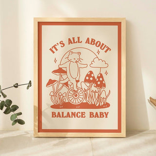 'Balance baby' Cat Print