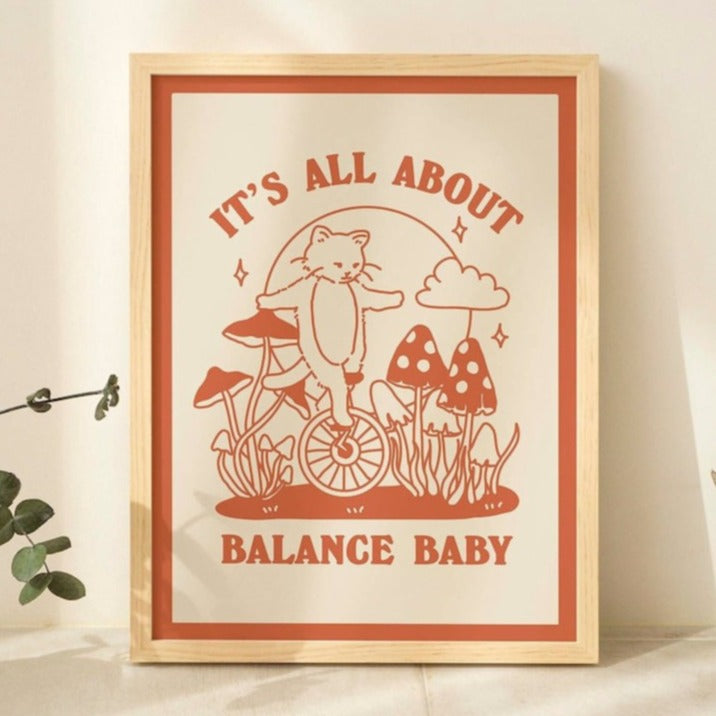 'Balance baby' Cat Print