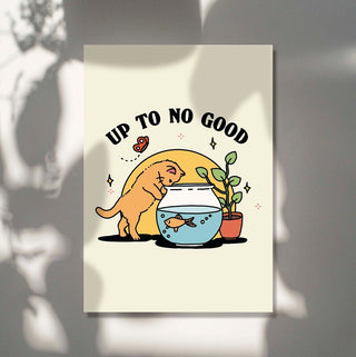 'Up to no good' Cat Print