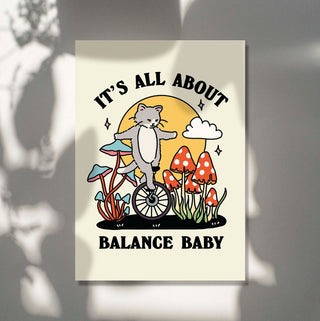 'Balance baby' Cat Print