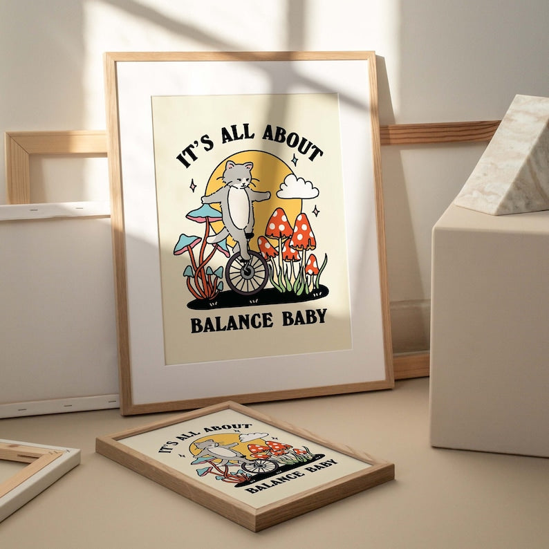 'Balance baby' Cat Print