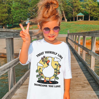 'Treat yourself like someone you love' Kid's Goose T-shirt