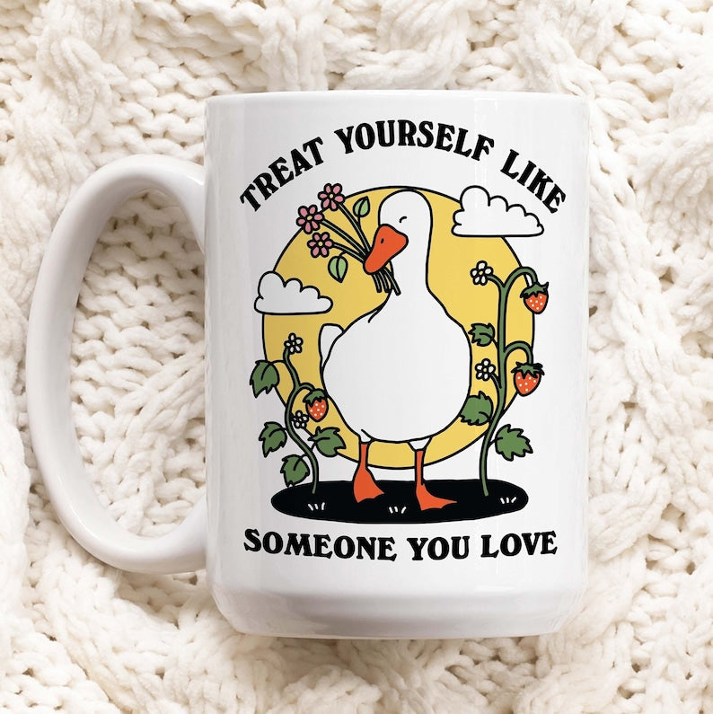 'Treat yourself' Goose Mug