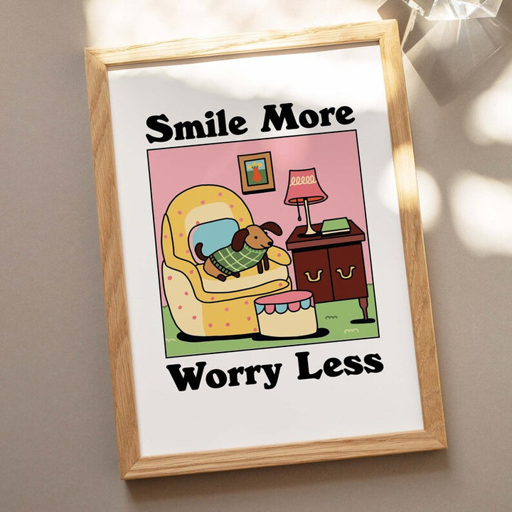 'Smile More' Sausage Dog Print