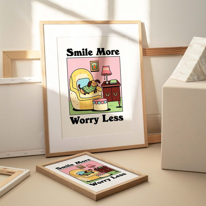 'Smile More' Sausage Dog Print