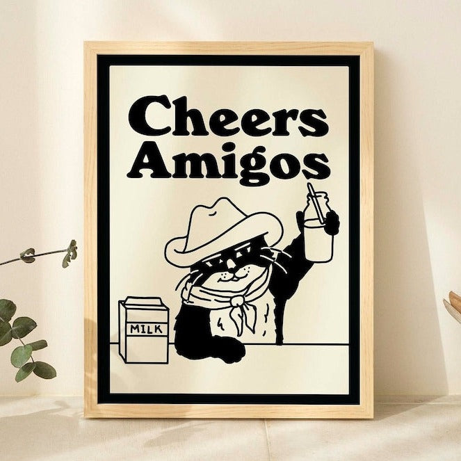 'Cheers' Cat Print