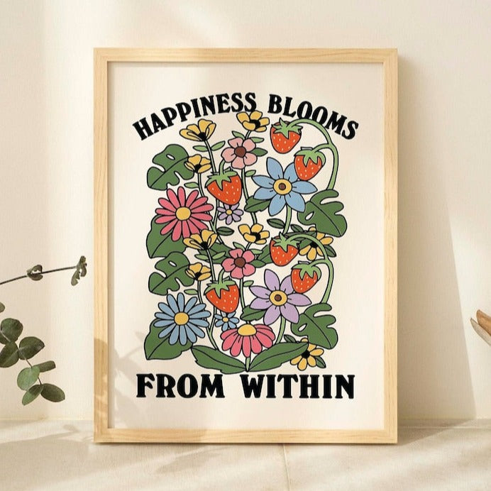 'Happiness' Floral Print