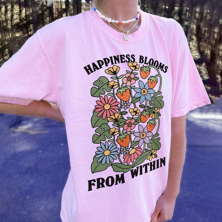 'Happiness' Floral T-shirt