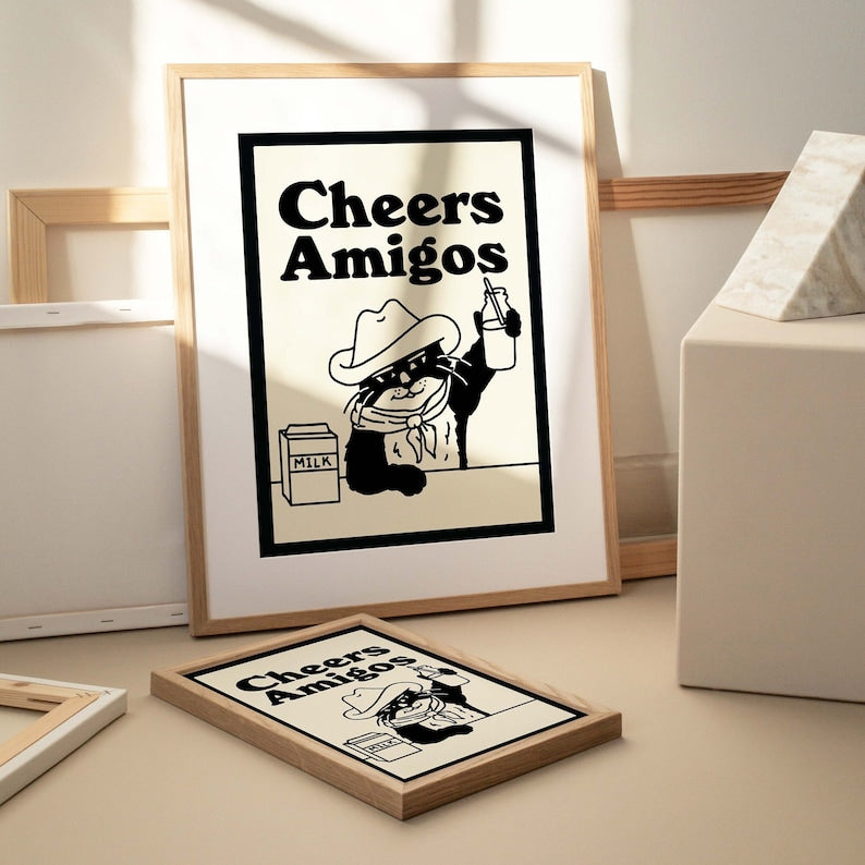 'Cheers' Cat Print