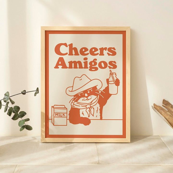 'Cheers' Cat Print