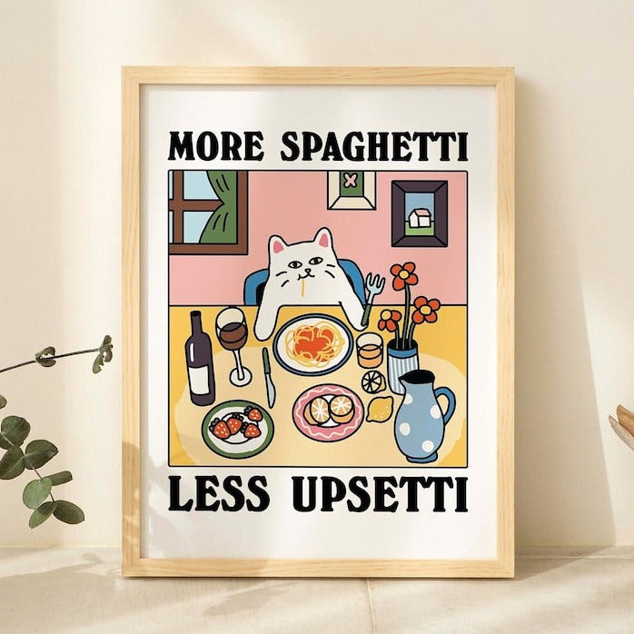 'More Spaghetti' Cat Print