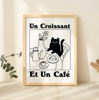 'Un Croissant, et un cafe' Cat Print