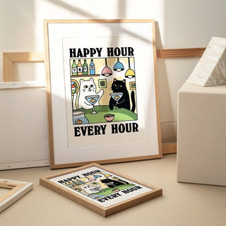 'Happy Hour' Cat Print