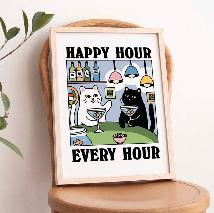 'Happy Hour' Cat Print