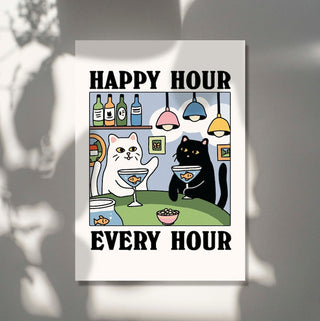 'Happy Hour' Cat Print