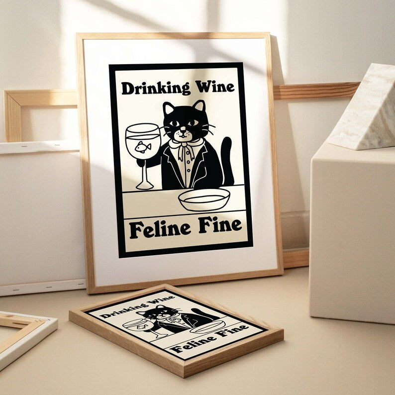 'Feline Fine' Cat Print