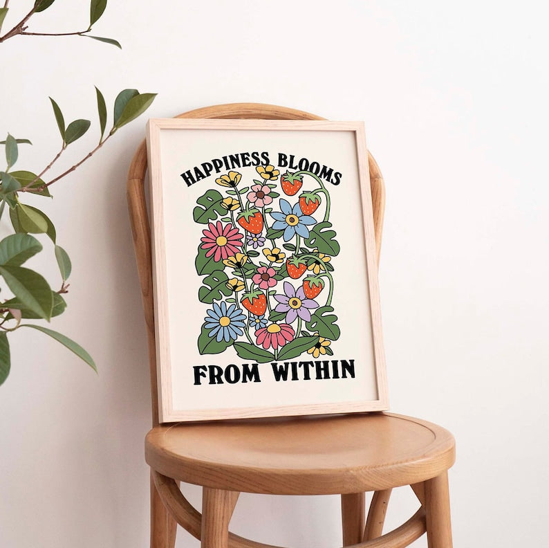 'Happiness' Floral Print