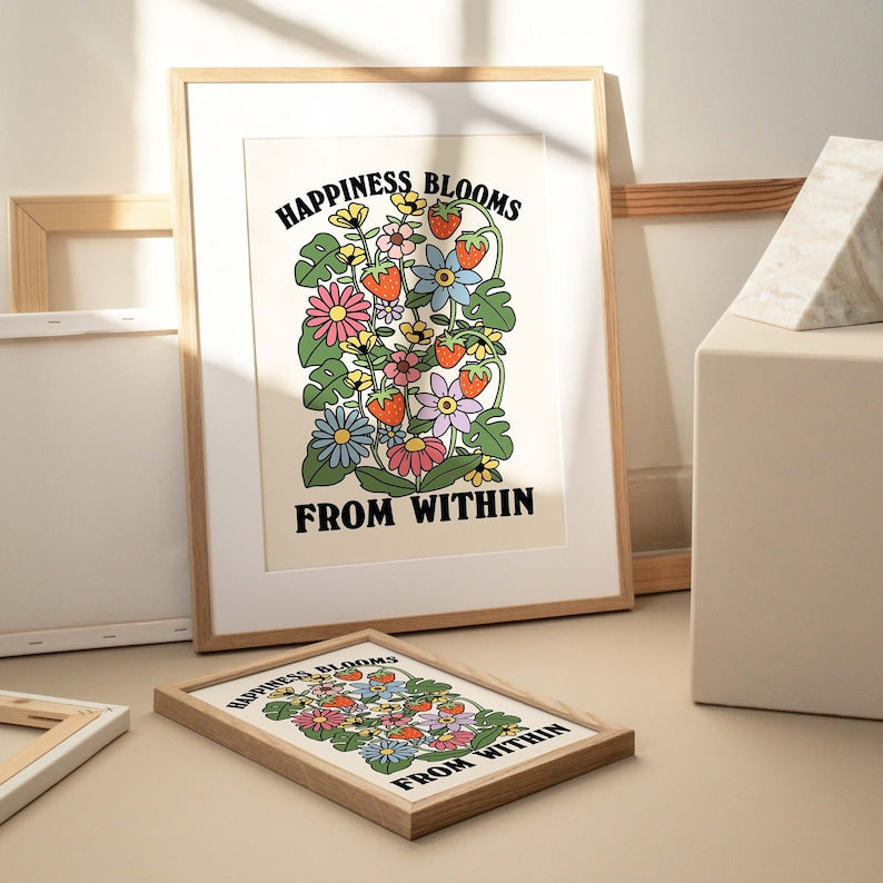 'Happiness' Floral Print