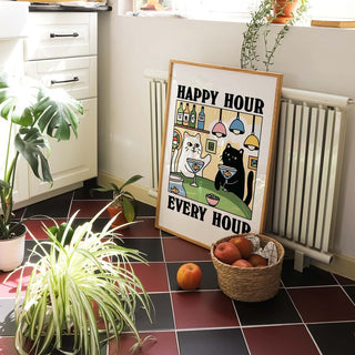 'Happy Hour' Cat Print