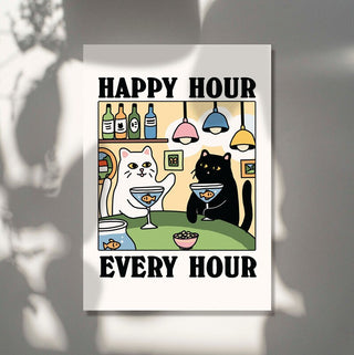 'Happy Hour' Cat Print